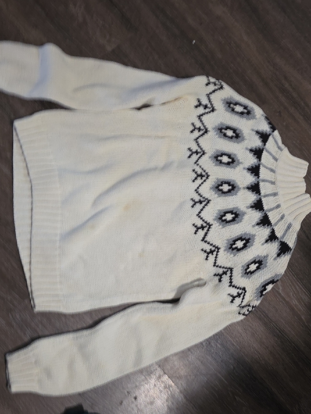 Chaps Cream Sweater with Black Nordic Yoke
